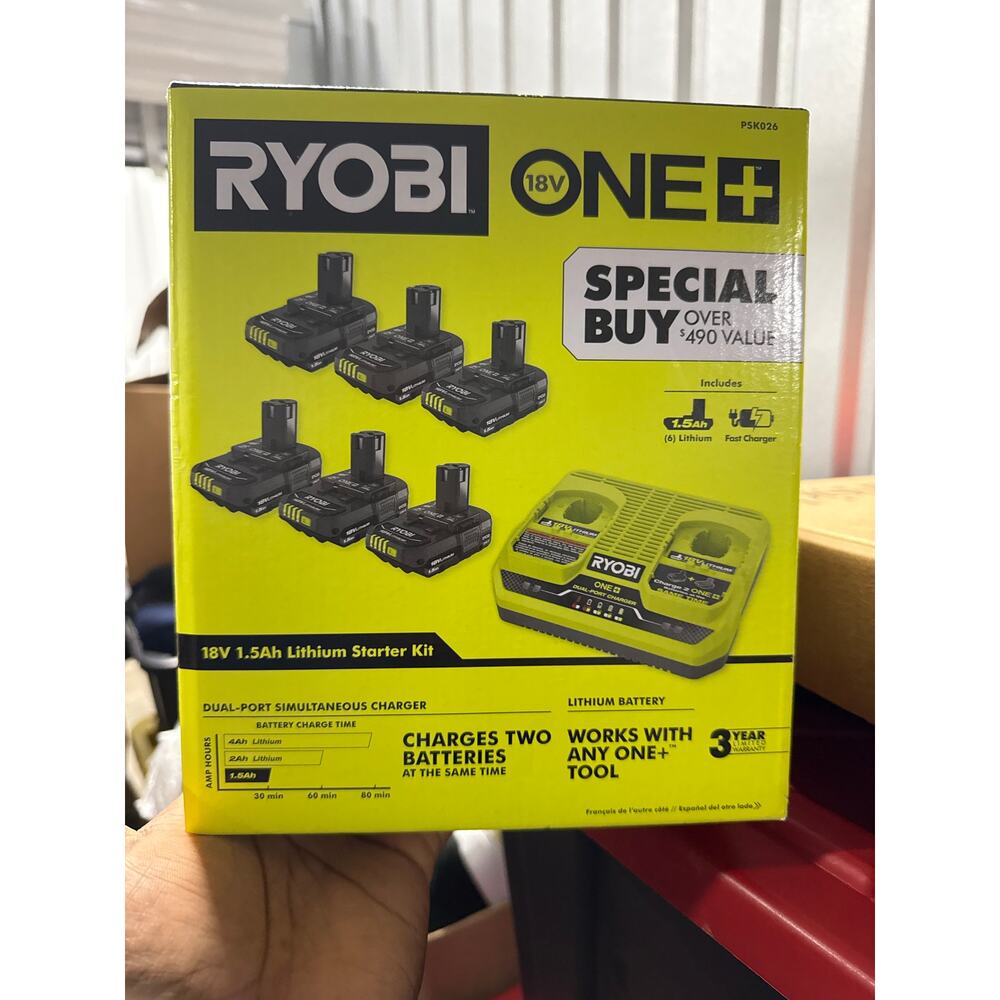 Ryobi ONE+ 18V Battery Kit 6 Pack + Dual Charger Lithium Starter Set - Picture 5 of 8